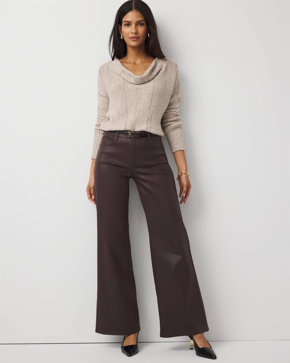 Coated Denim High Rise Wide Leg Jean | White House Black Market